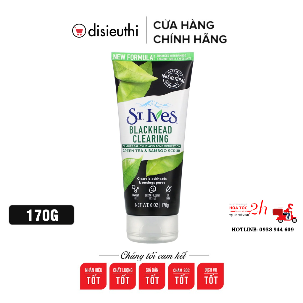 Sữa Rửa Mặt Kiêm Tẩy Tế Bào Chết Hương Trà Xanh St. Ives Blackhead Clearing Face Scrub Clears Blackheads & Unclogs Pores Green Tea 6oz