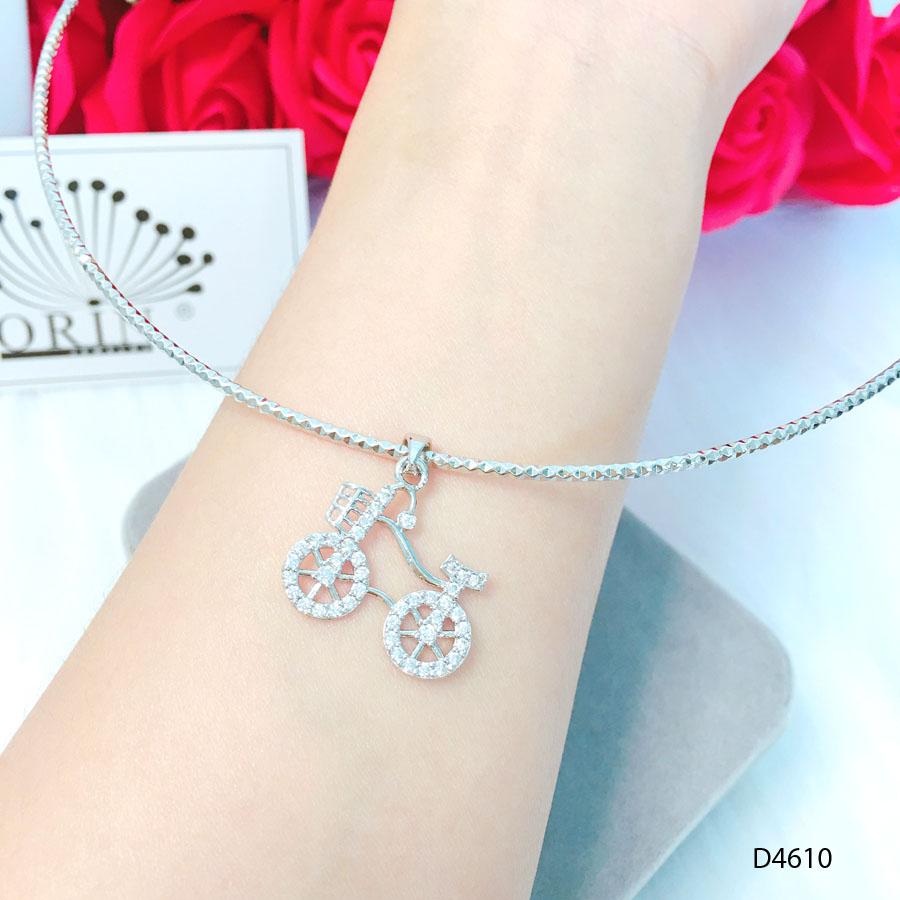 Kiềng bạc, kiềng cổ bạc mặt xe đạp thiết kế cao cấp Orin D4610 - Long Tien