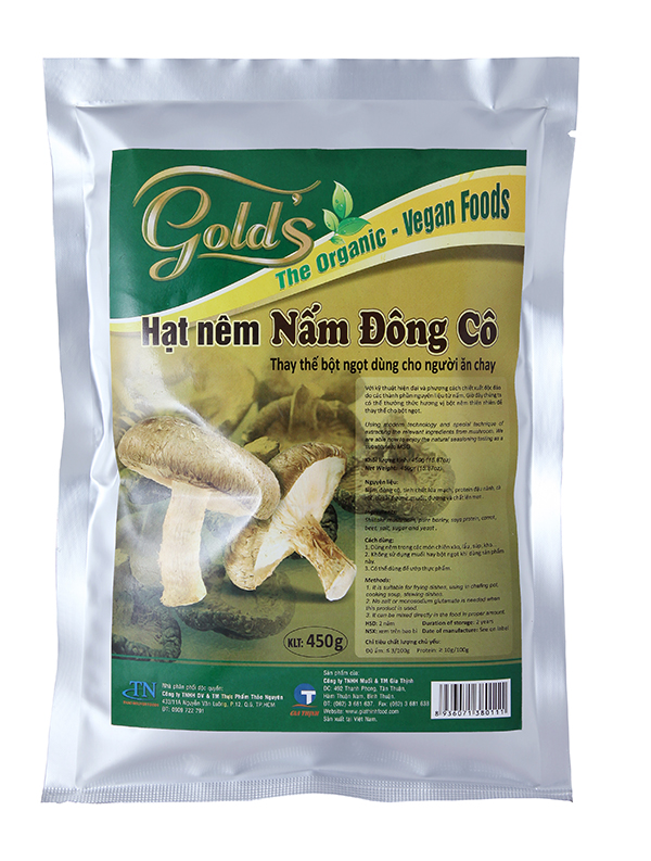 HẠT NÊM NẤM ĐÔNG CÔ THUẦN CHAY GOLD’S GÓI 450 GRAM