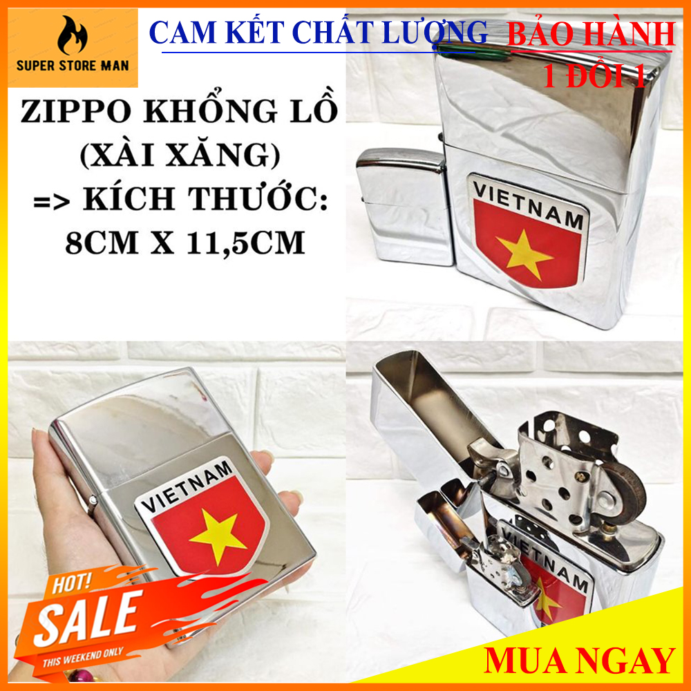 [HOT NEW] Bật Lửa, Hộp Quẹt Zippo Cao Cấp – Bật lửa Zippo Khổng Lồ (Size 8x11,5) – Bật Lửa, Hộp Quẹt Siêu TO Độc Đáo – Cực Chất Dành Cho ACE #Hình Cờ Việt Nam