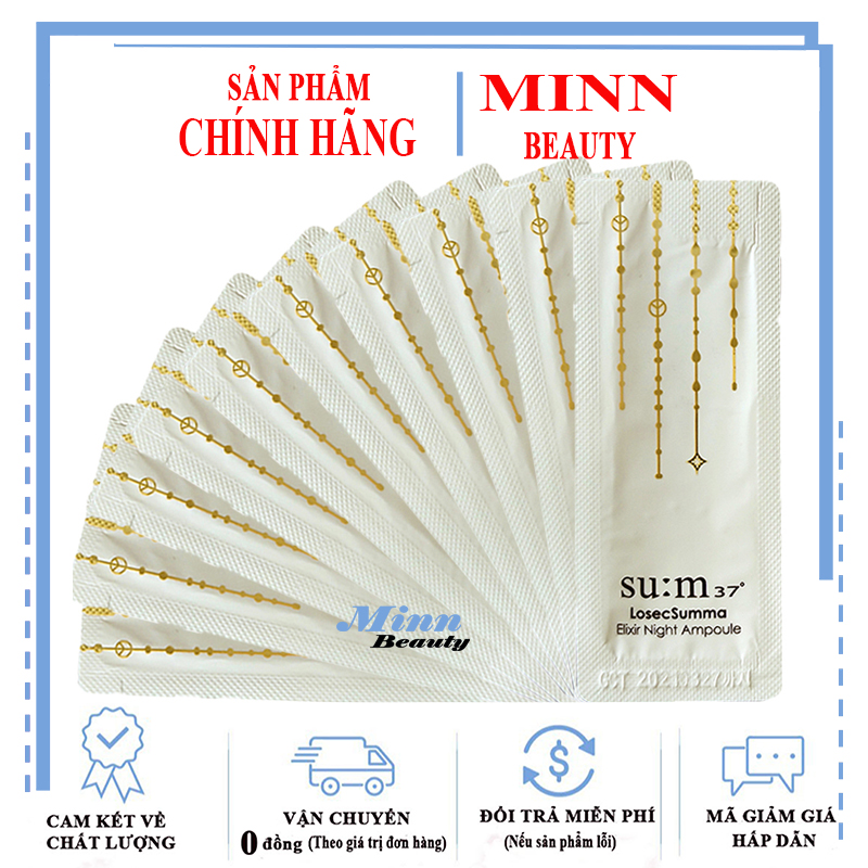 [Hỗ Trợ Ship 15k] Combo 10 Gói Sample Tinh chất Vàng 24K Dưỡng Ban Đêm Su:m37 Losec Summa Elixir Night Ampoule 1ml x 10