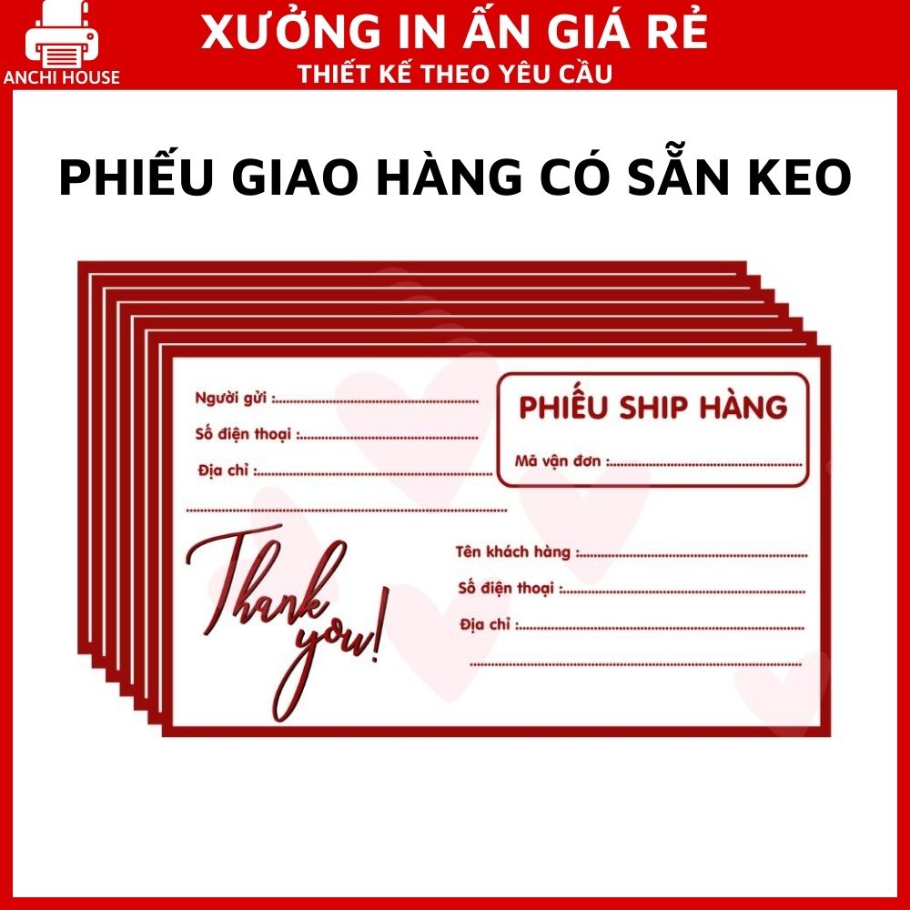 Tem phiếu giao hàng,tem phiếu ship hàng có sẵn keo chỉ lột dán - Anchi House