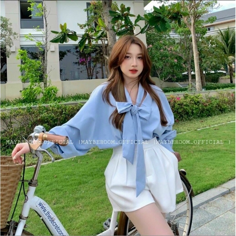 Sét bộ đùi áo tay dài fom rộng thắc nơ siêu xinh
