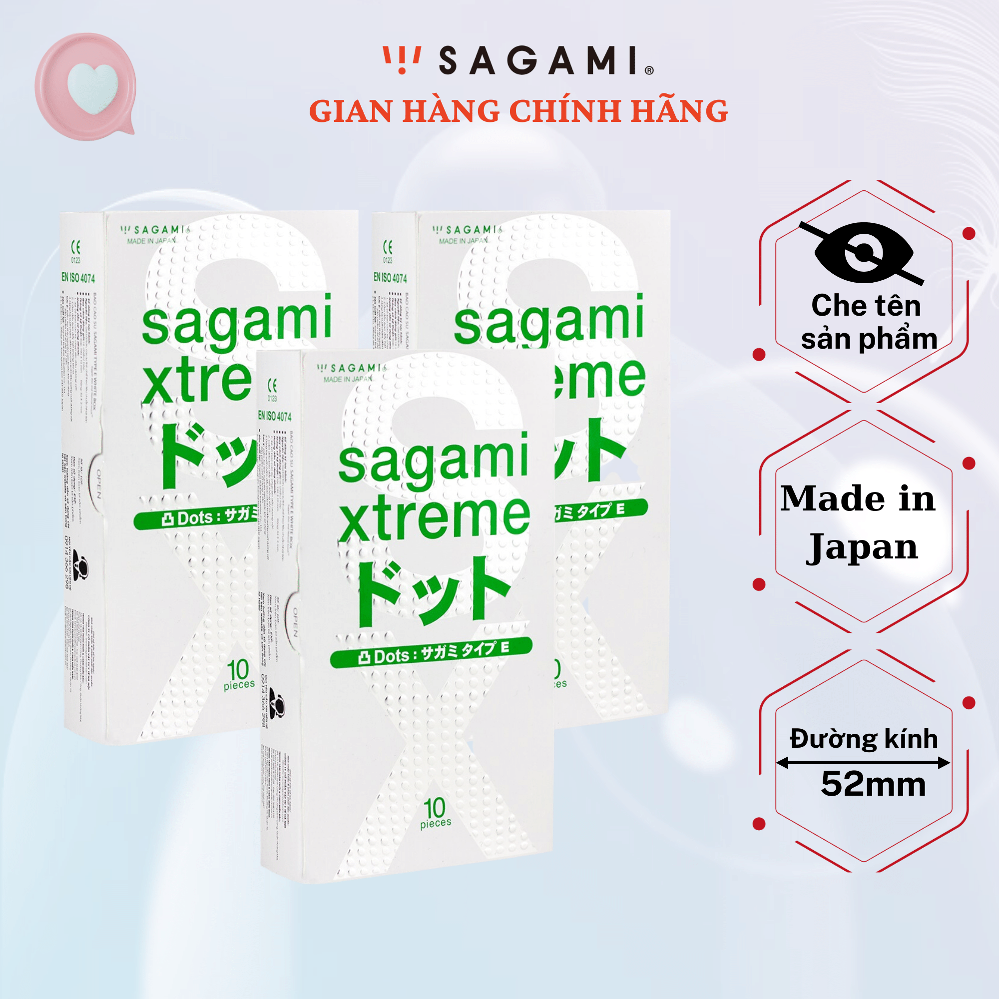 Combo 3 hộp Bao cao su Sagami Xtreme White - baocao su nam có gai nhỏ