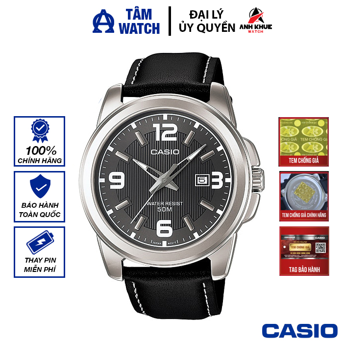 Đồng hồ nam dây da casio standard chính hãng anh khuê mtp-1314l-8avdf