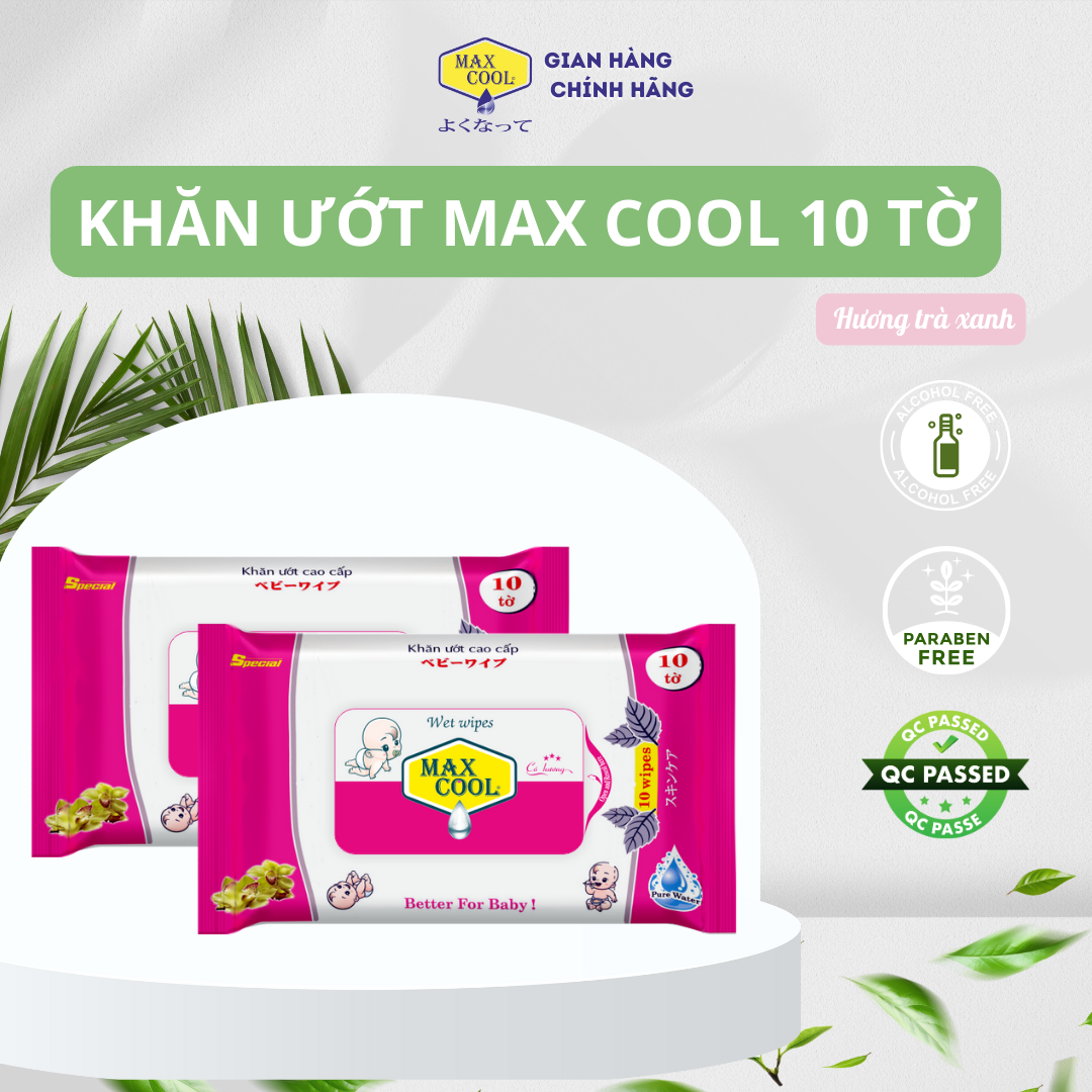 Combo 2 gói khăn ướt 10 tờ max cool - có hương