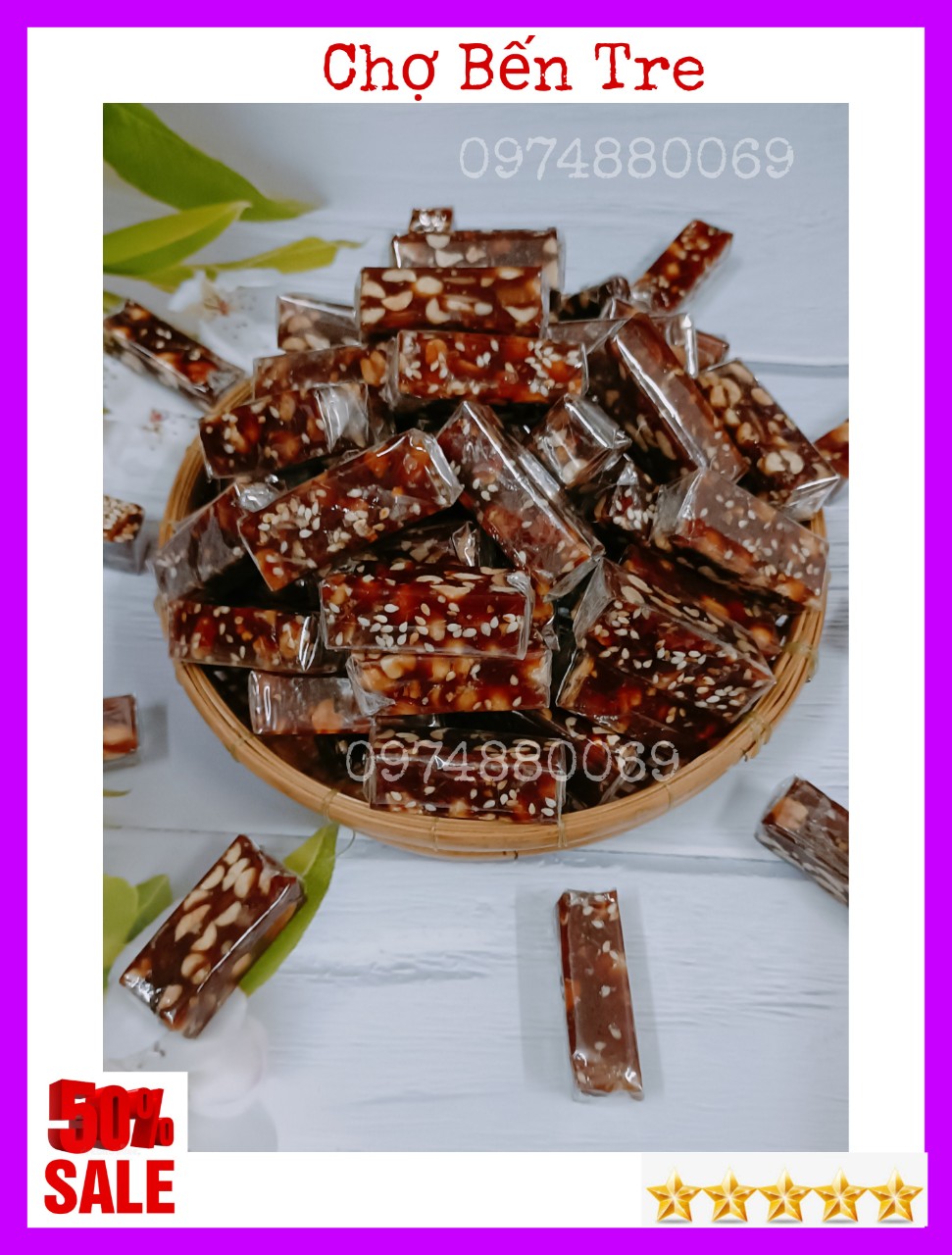 1kg kẹo chuối gừng cốt dừa bến tre- chợ bến tre