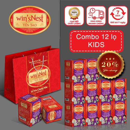  TÚI 12 Lọ lẻ  20%  Yến sào win'sNest kids tổ yến chưng sẵn dành cho trẻ em  70 ml  lọ  