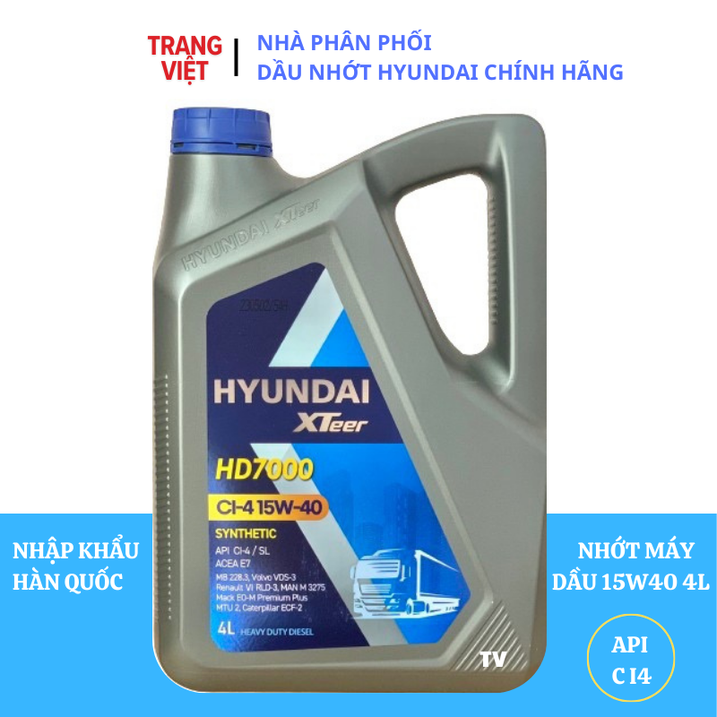 Nhớt động cơ Diesel HYUNDAI XTEER HD7000 15W40 CI4 4L