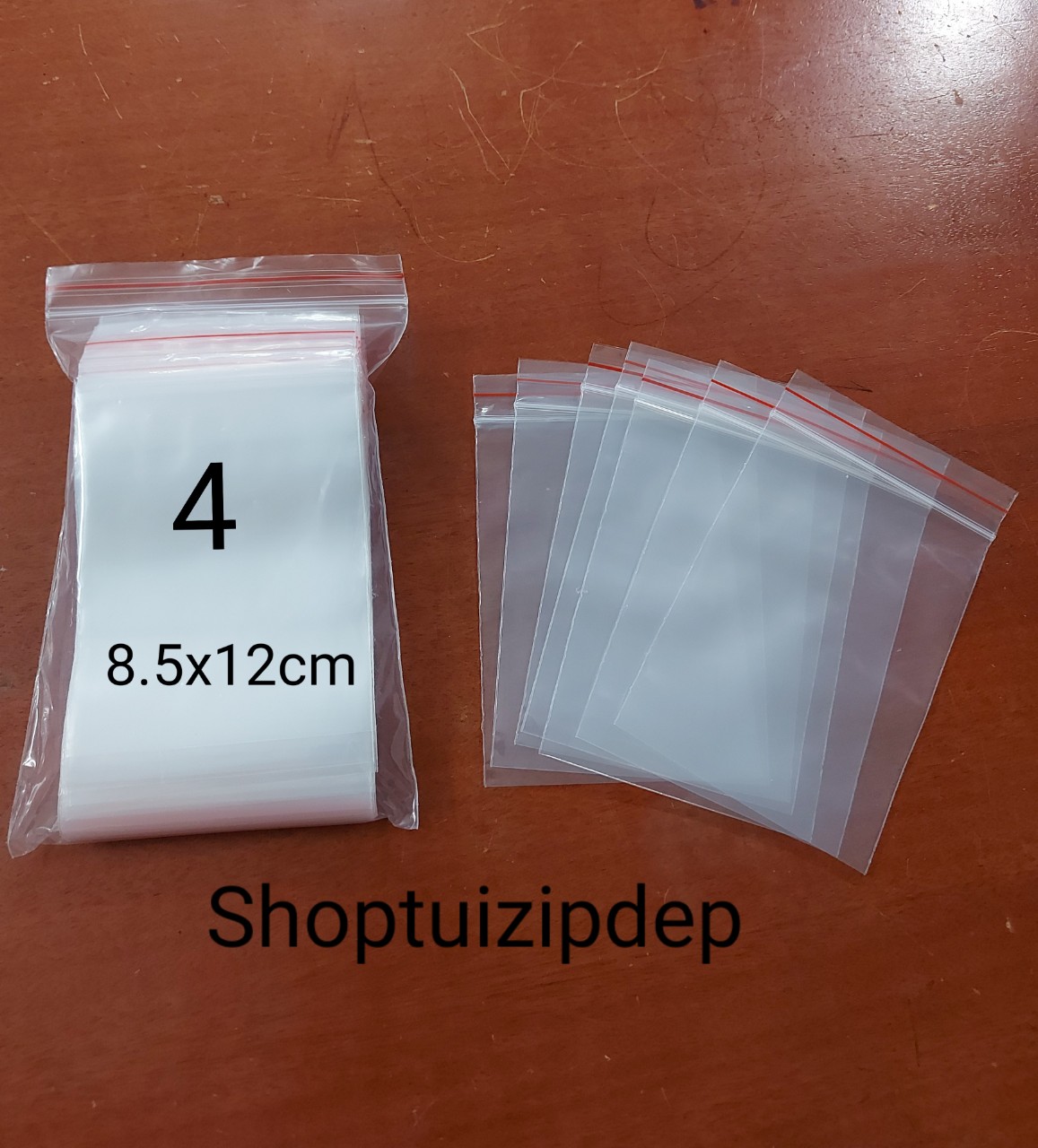 Combo 100 cái túi zip nhỏ viền đỏ số 4 kt 8.5x12 cm