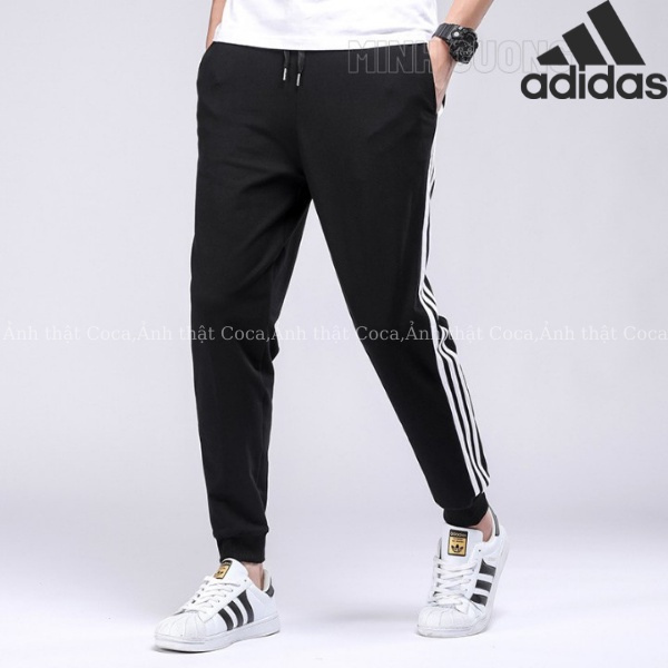 Quần thể thao nam nữ ADIDAS 3 sọc thun poly dài thể dục