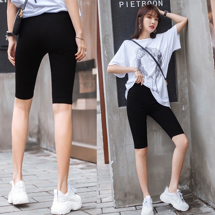 Quần Legging Đùi, Quần Legging Lửng Chất Cotton Siêu Co Giãn