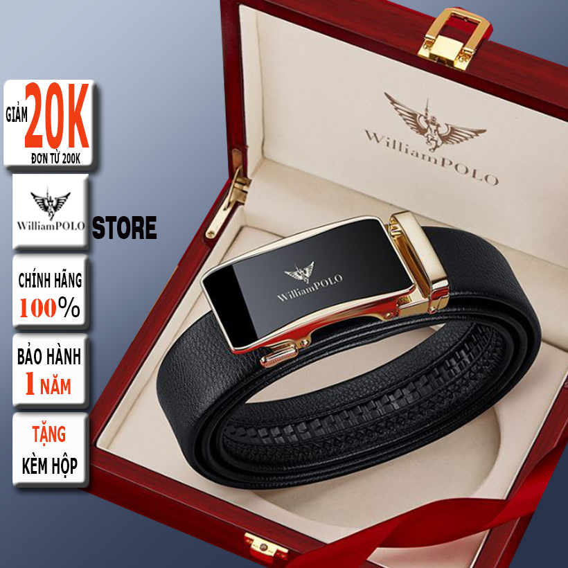 Thắt lưng nam cao cấp dây nịt nam da bò WilliamPOLO chất liệu da BÒ nguyên tấm WP03