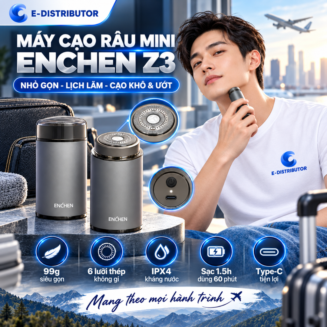 Enchen Z3 Mini Shaver |   Compact - Elegant - Dry & Wet Shaving |   99g Super Compact |   6 Types of Designs |   Ipx4 Water Resistant |   1.5-Hour Charge Lasts for 60 Minutes |   Type-C |   Take It with You to Every Hotel
