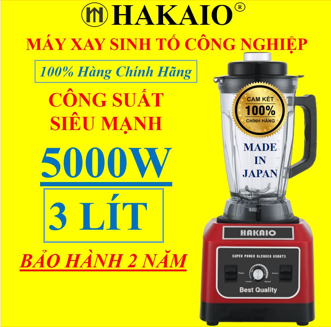 Máy xay sinh tố công nghiệp hakaio 5000w bảo hành 2 năm đa năng xay công suất lớn bộ 6 lưỡi dao xay đá,xay hạt cứng,xay mọi loại thực phẩm hàng chính hãng hakaio