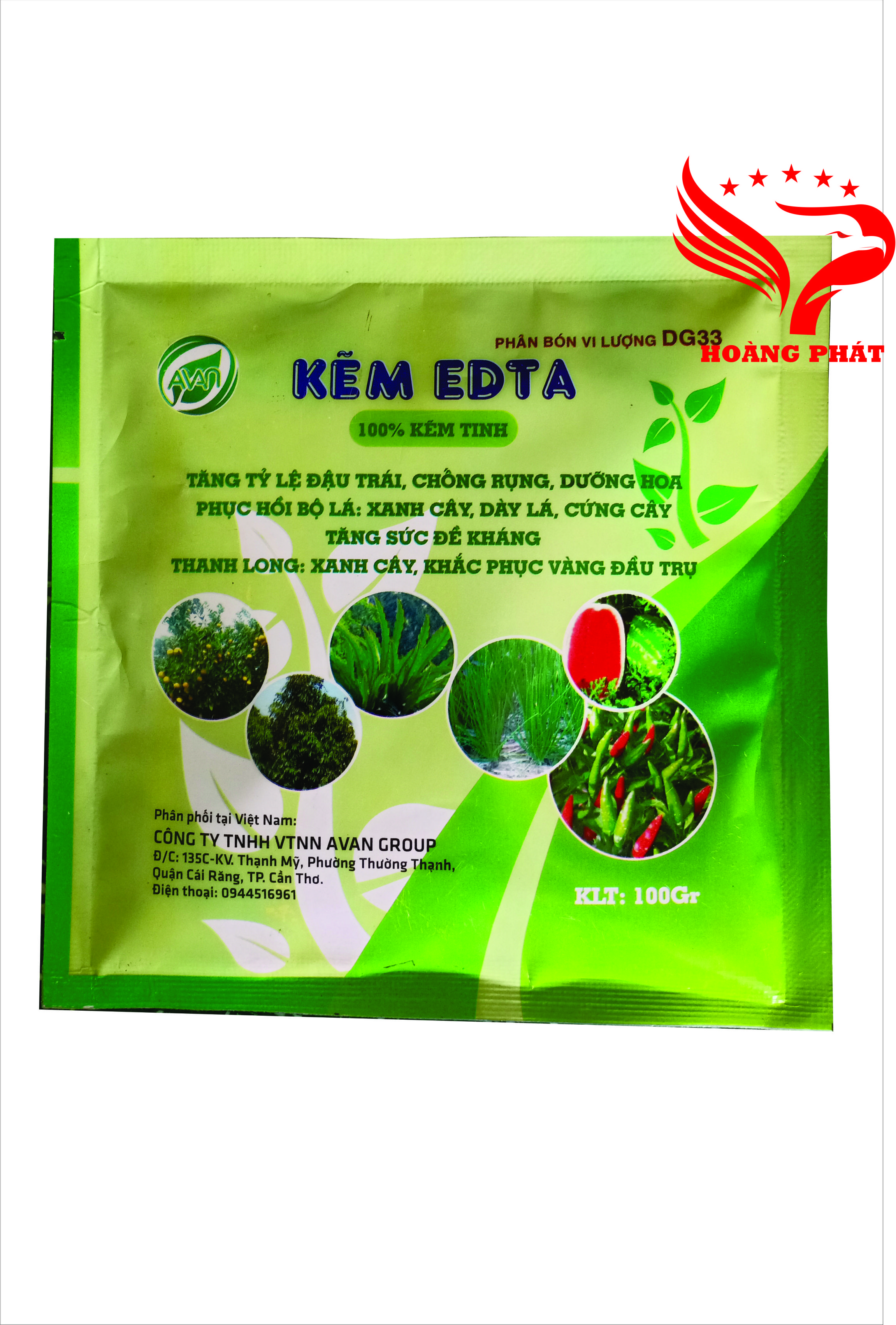 Phân Bón Vi Lượng KẼM EDTA 100G - Phục Hồi Bộ Lá - Xanh Lá, Dày Lá, Cứng Cây - Tăng Tỷ Lệ Đậu Trái, Chống Rụng Bông