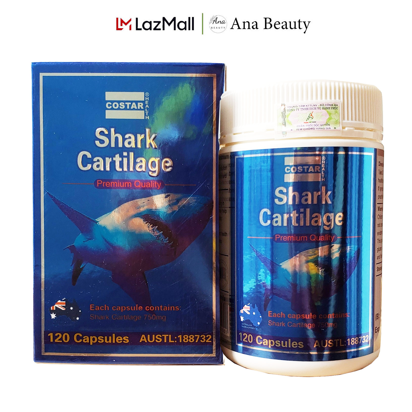 Sụn cá mập costar úc blue shark cartilage 750mg hỗ trợ xương khớp