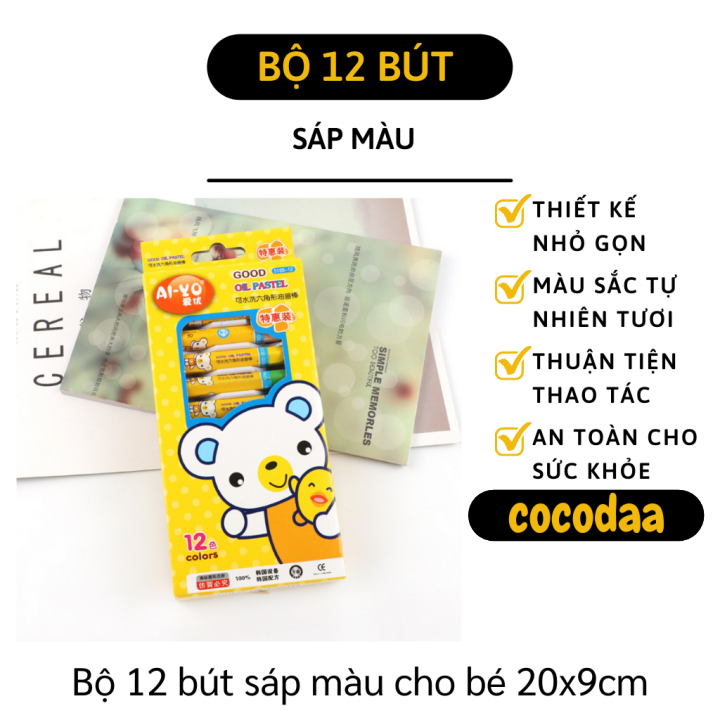 Bút màu sáp - Hộp bút sáp màu thơm 12 màu sắc tươi mới - Bút sáp dầu cho bé vẽ tô