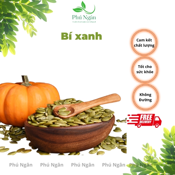 Hạt bí xanh tách vỏ, hạt bí rang Ấn Độ hộp 500gr