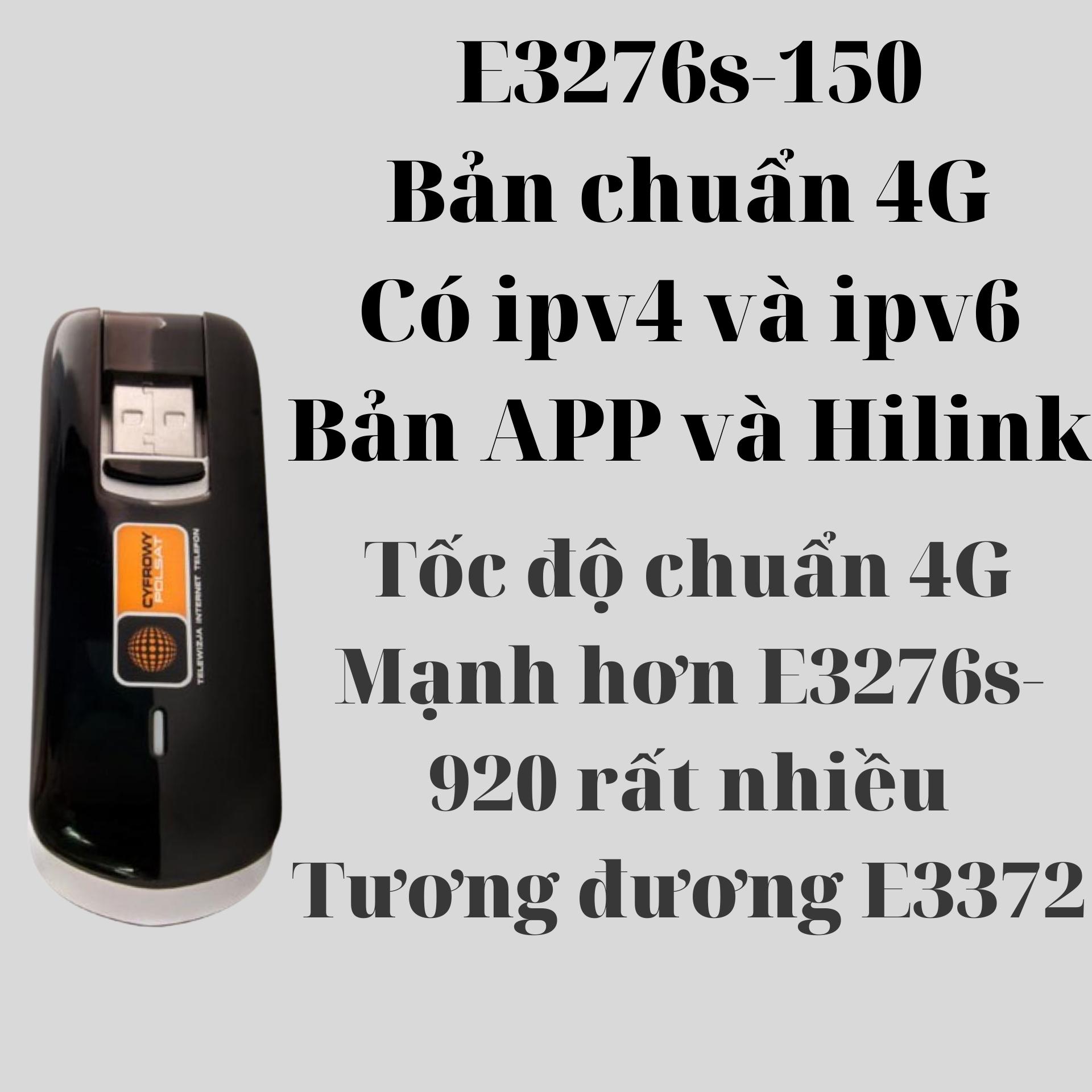 Dcom 4G Huawei E3276s-150 , Phiên bản chuẩn 4G tốc độ lên đến 150Mpbs , Dcom đổi ip mạng có hỗ trợ ipv6