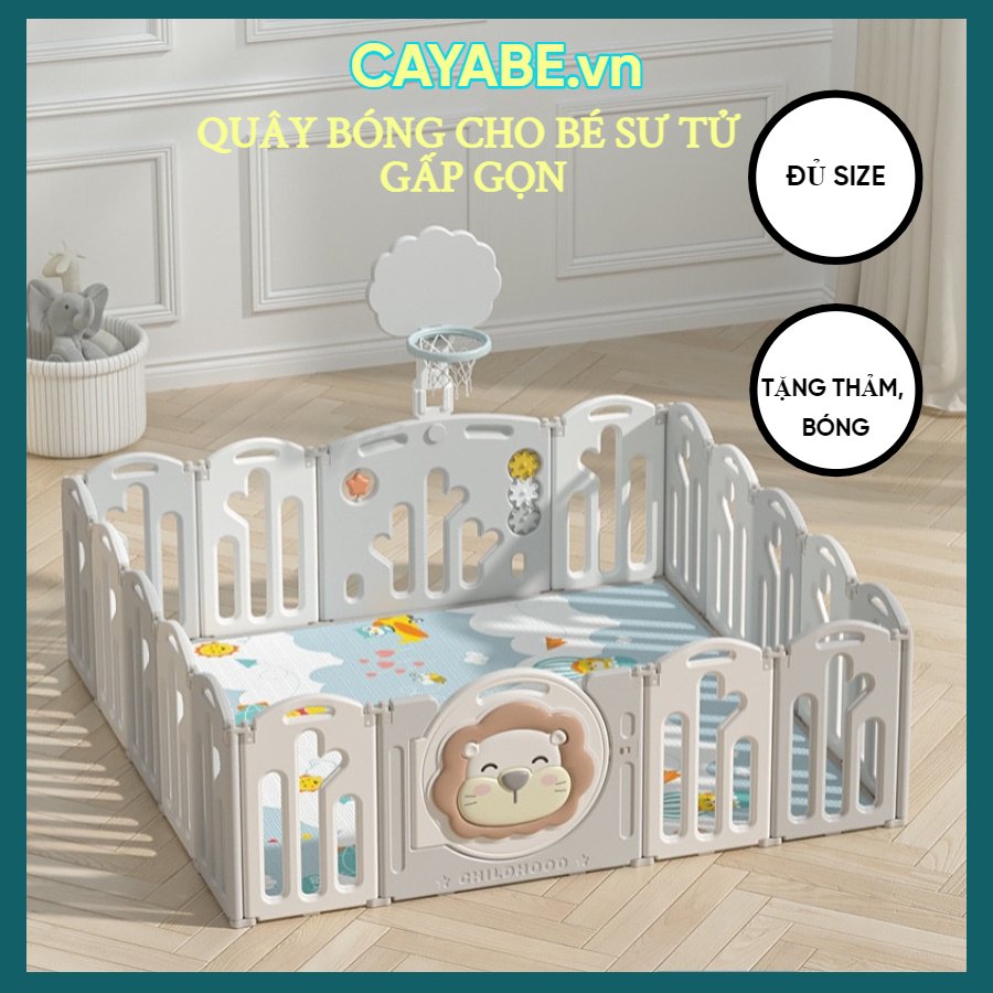 Quây sư tử cayabe honper cho bé 1m8 x 2m màu trắng xám