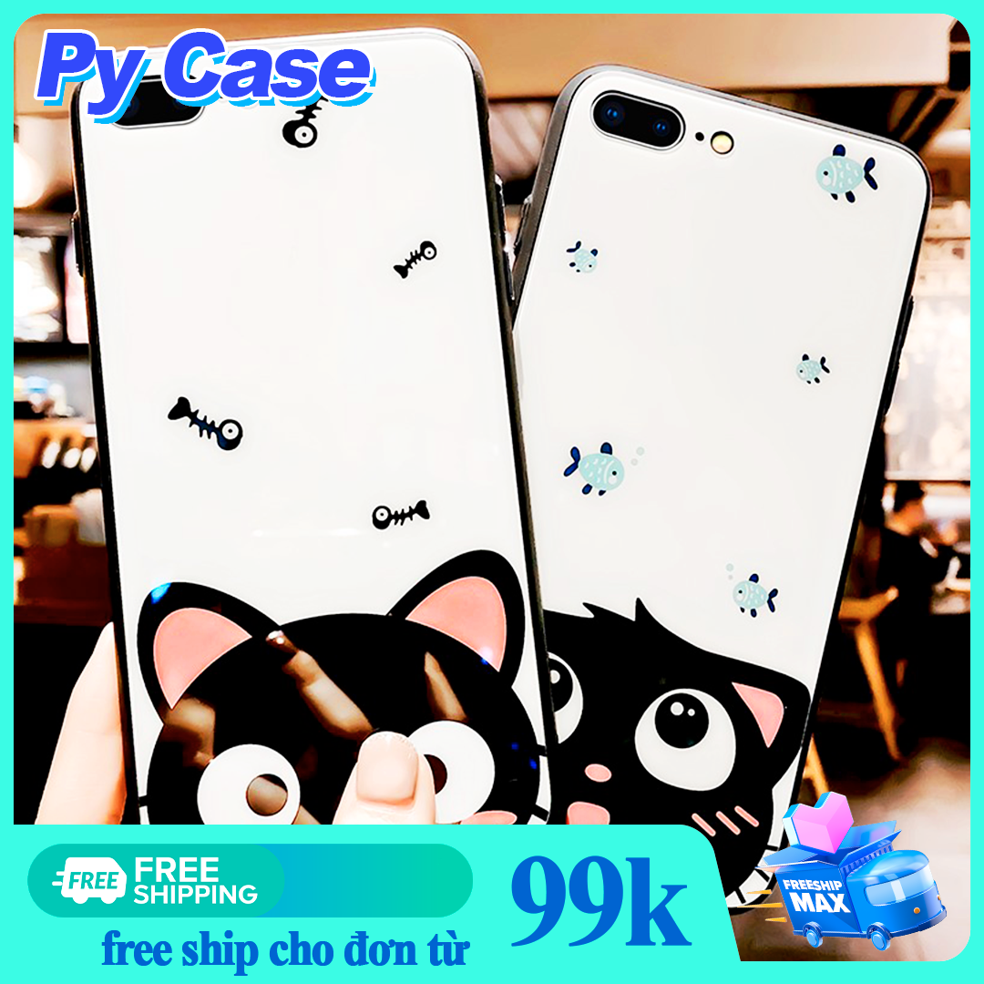 Ốp Lưng Kính Cường Lực cho iphone Black Cat đủ mã từ iphone 6 6s 7 8 x xs xsmax 11 pro max