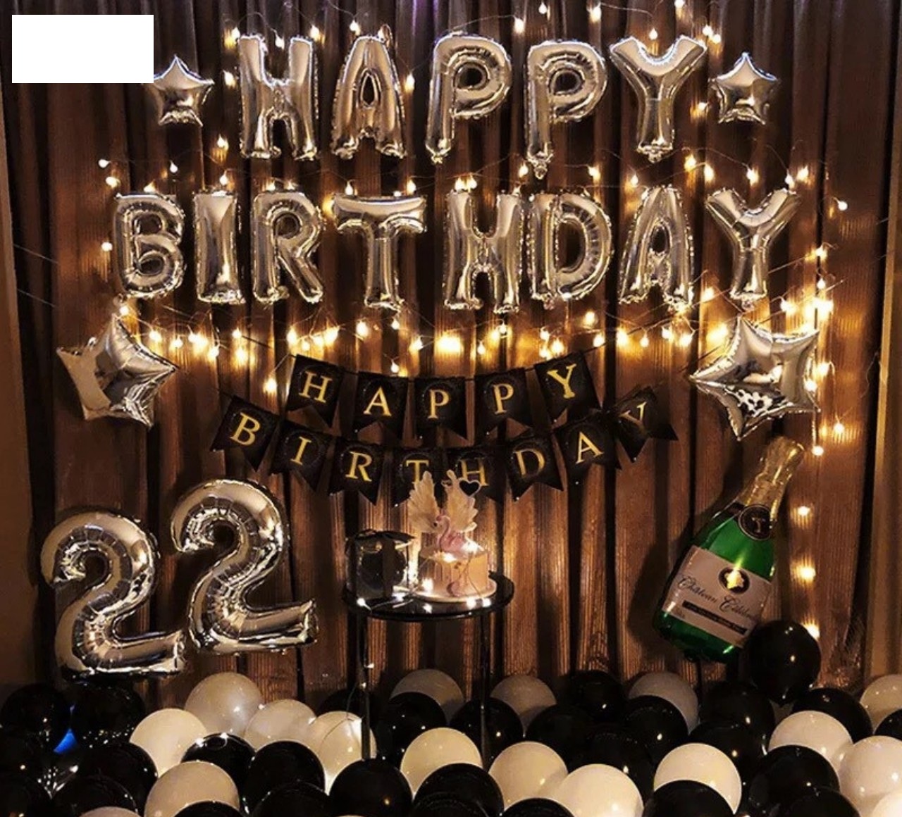 Set Bóng Sinh Nhật Happy Birthday sang trong+ Bóng Số Tuổi +30 bóng tặng đèn led