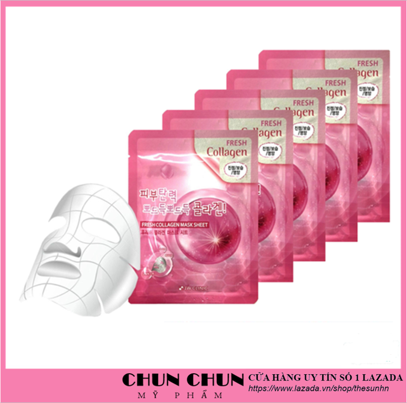 Combo 5 Túi mặt nạ dưỡng da - Mặt nạ giấy chiết xuất collagen 3W Clinic Hàn Quốc 23mlx5 Túi