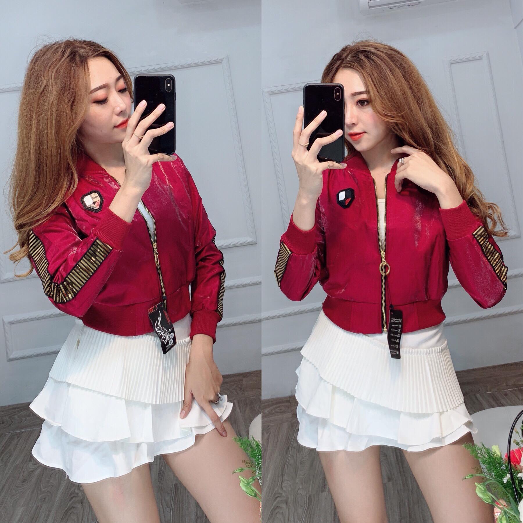 Áo khoác phi xà cừ viền tay
