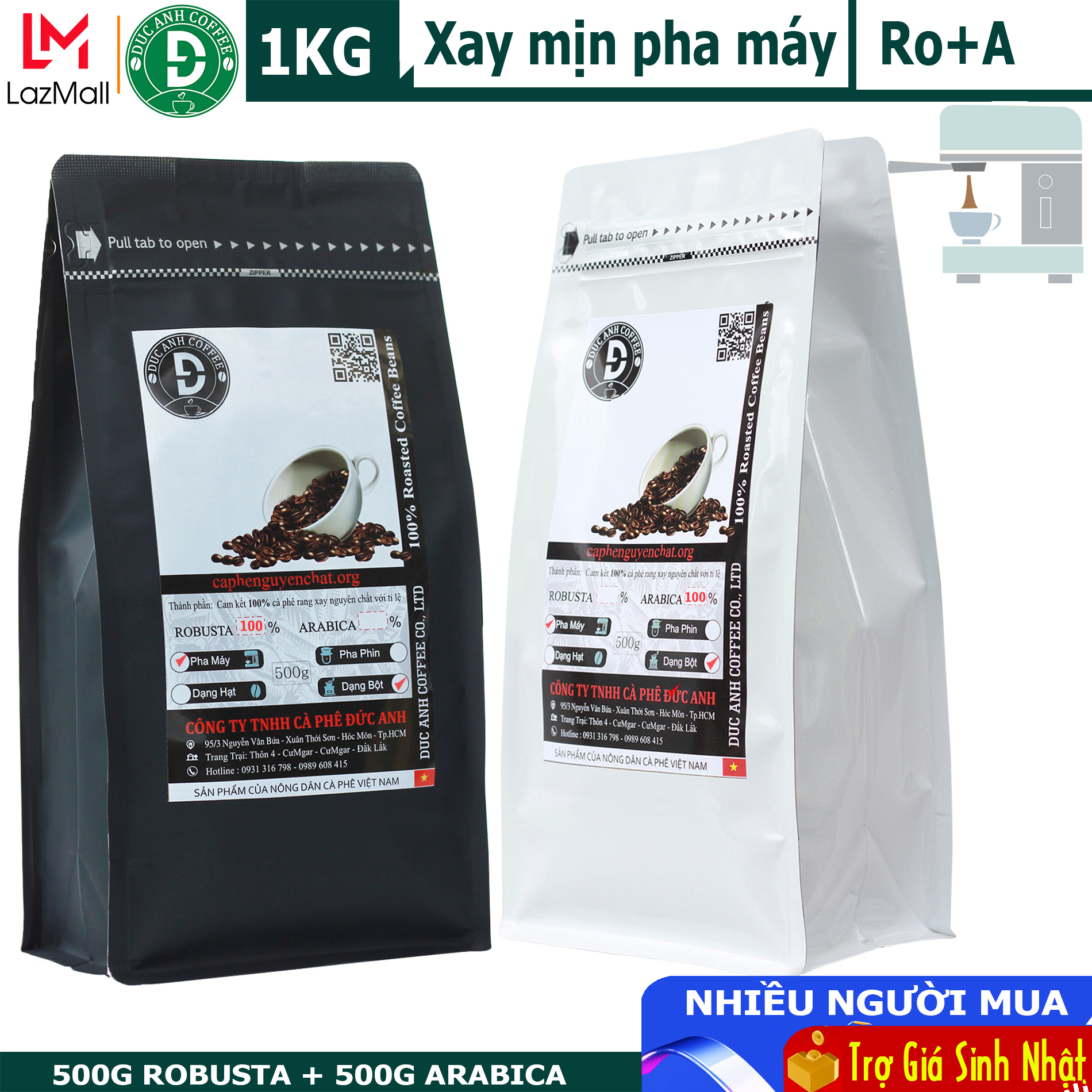 1kg cà phê bột pha máy Espresso rang medium thương hiệu cà phê rang mộc DUC ANH COFFEE