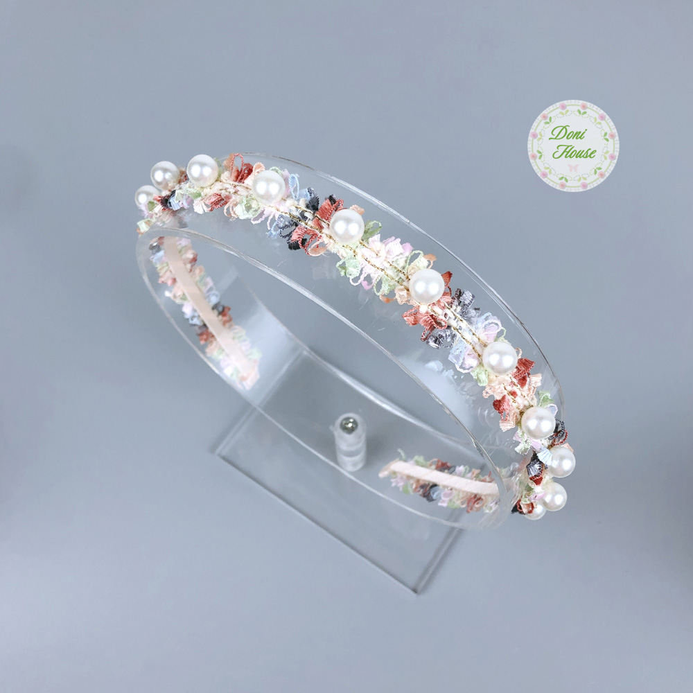 Cài tóc, bờm tóc ren với hột bẹt xinh xinh cho bé gái ct04