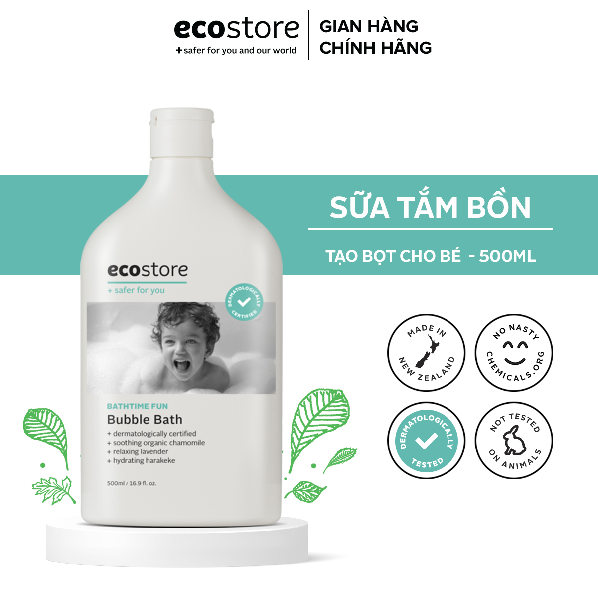 Sữa tắm bồn tạo bọt gốc thực vật ECOSTORE 500ml dịu nhẹ dưỡng ẩm cho bé EXP..T09.2024