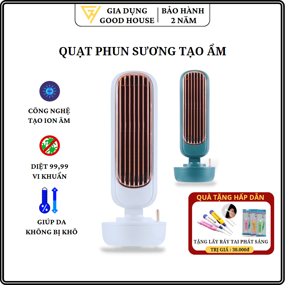 Quạt phun sương tạo ẩm, điều hòa mini, quạt tháp phun sương 3 cấp độ làm mát cho bạn một không gian mát mẻ giữa mùa hè oi bức.