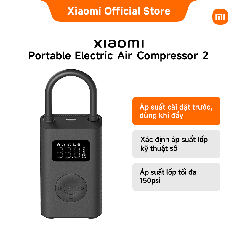 Xiaomi Portable Electric Air Compressor 2 Máy bơm khí thế hệ thứ 2 với khả năng bơm lốp nhanh hơn