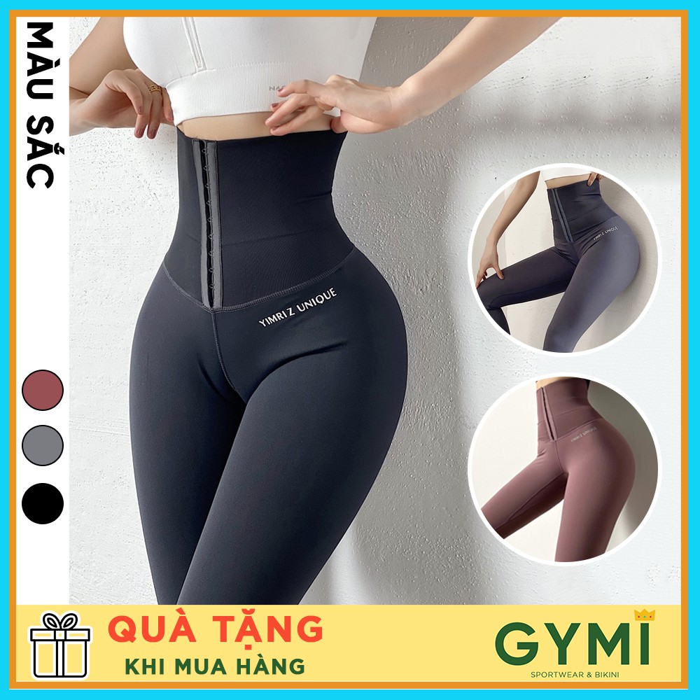 Quần tập gym yoga nữ GYMI QD33 Yimriz Unique dáng legging chất thun lạnh kèm đai Latex nịt bụng thu 