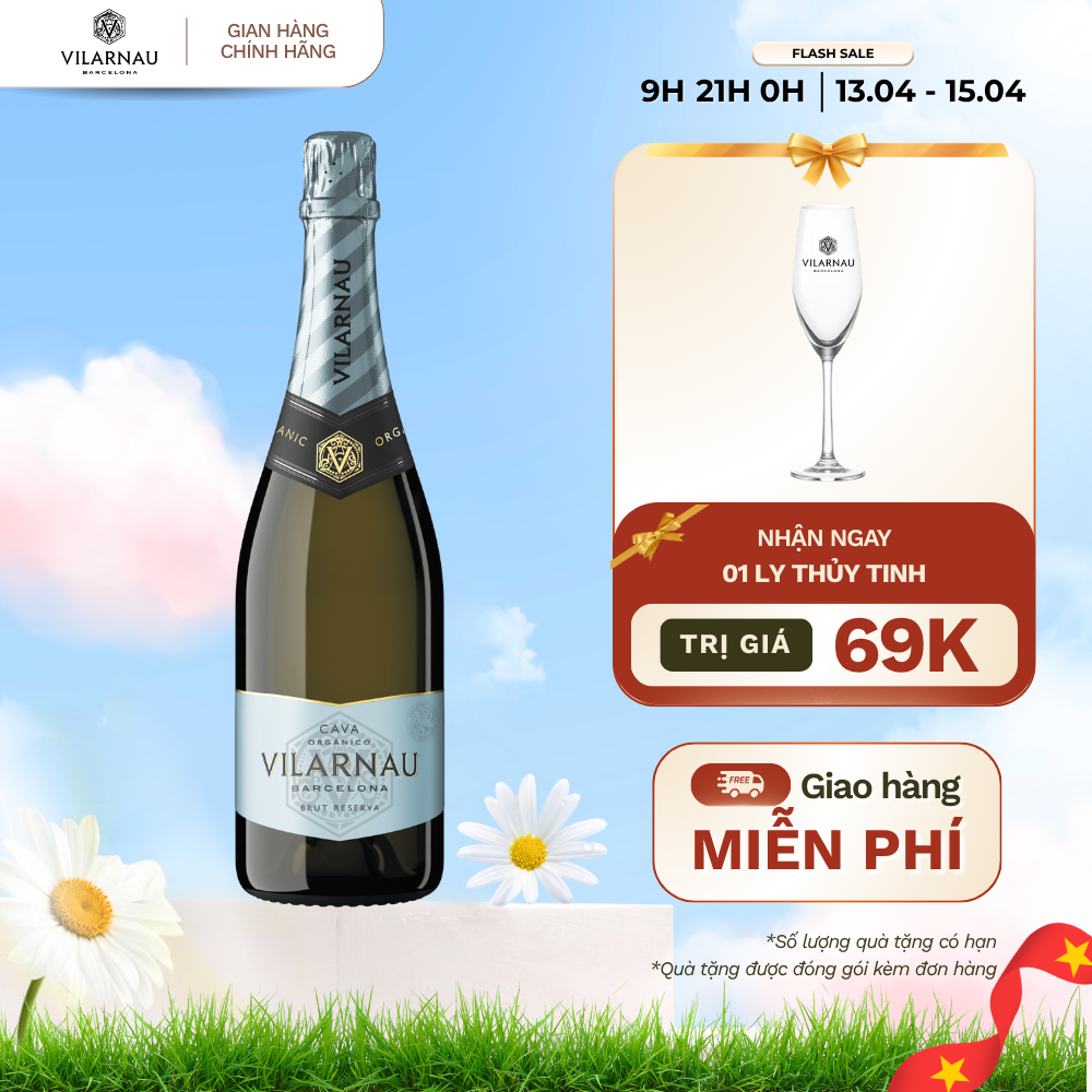 Rượu vang sủi VILARNAU Brut Reserva Organic Nồng Độ Alc 11.5% 750ml [Cava - Barcelona]