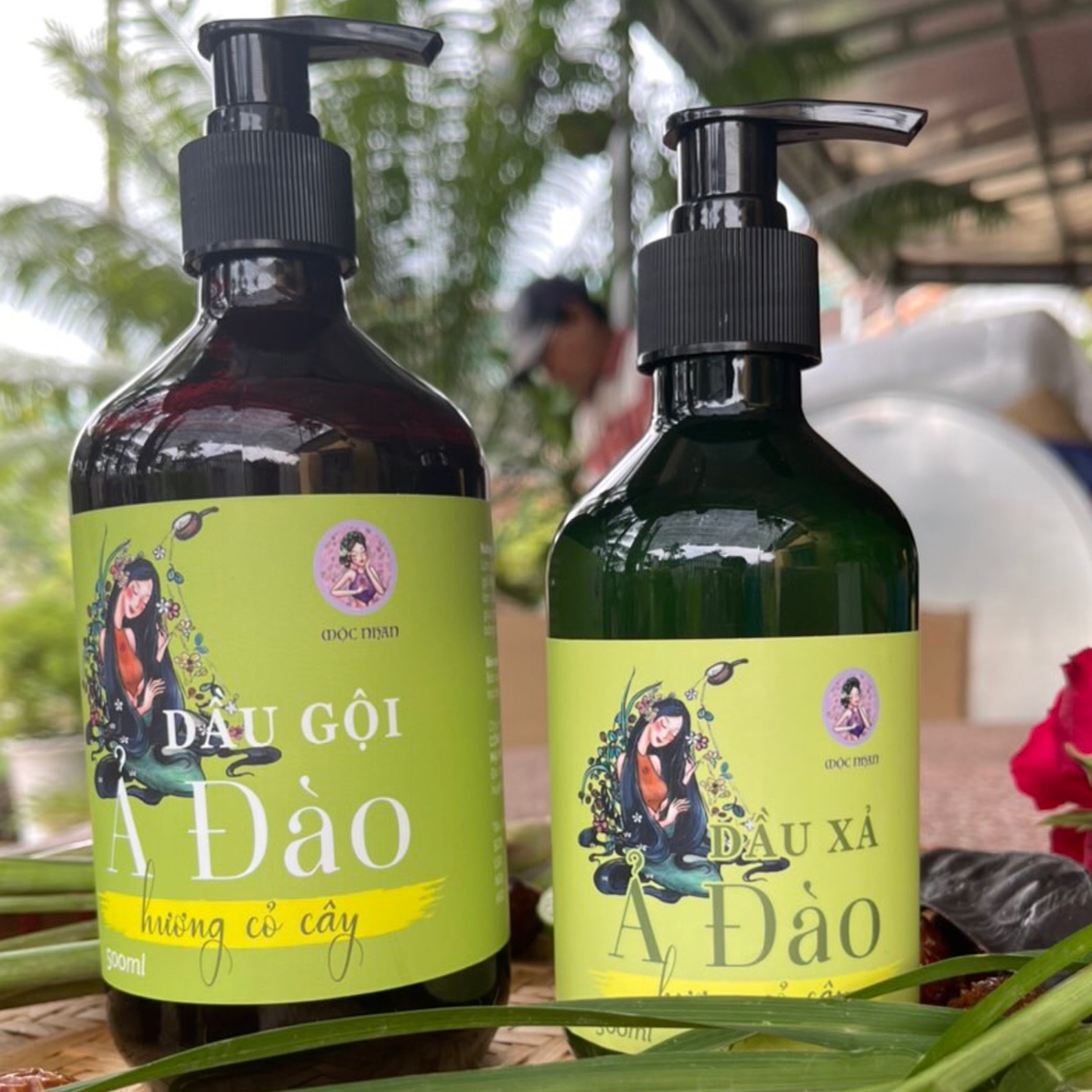 [HCM][FREESHIP][HÀNG CHÍNH HÃNG]Cặp Dầu Gội Ả ĐÀO & Dầu Xả Ả ĐÀO thảo dược handmade Mộc Nhan [Đã Kiểm Tra Chất Lượng]