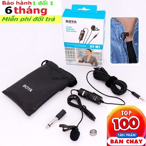 Mic thu âm cài áo cho điện thoại làm Youtube,Vlog BOYA M1 dùng được cho cả điện thoại Android và Ipone,máy ảnh. Mic thu âm,micro thu âm,micro thu âm cho điện thoại làm Youtube