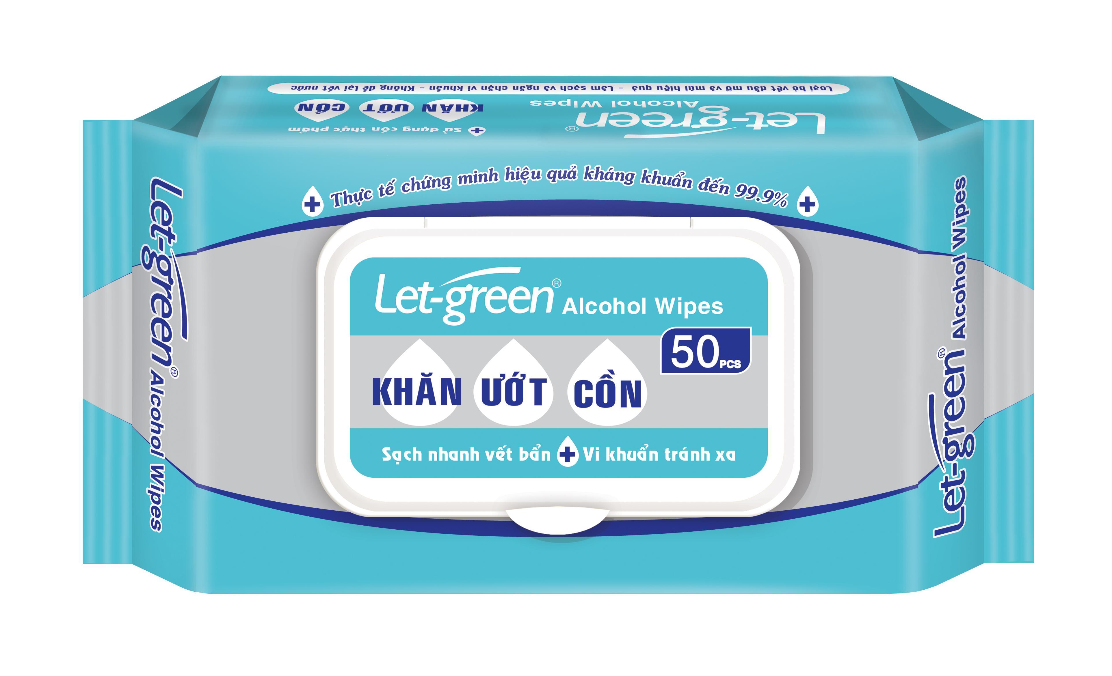 [HCM]Khăn Ướt Cồn Let-Green 50 miếng/bao