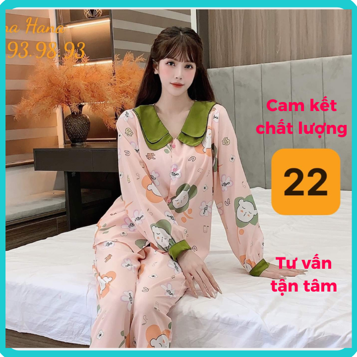 Đồ bộ nữ pijama bộ mặc nhà vải lụa mango cao cấp tay dài quần dài