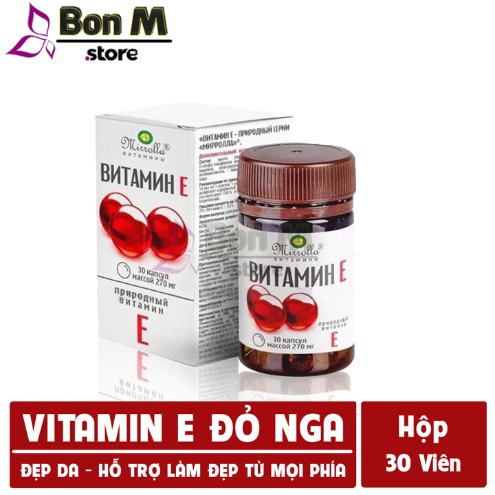 Vitamin E đỏ Nga Mirrolla 270mg chuẩn Nga hàng chính hãng