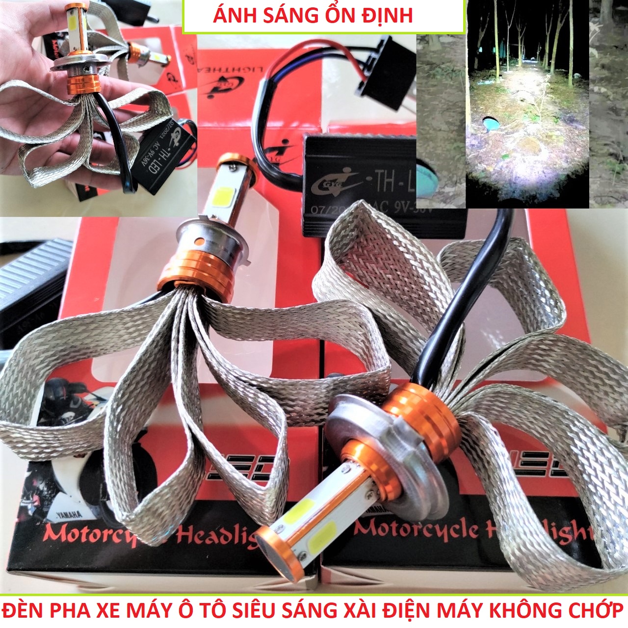 Đèn pha led xe máy ô tô xài điện máy không bị chớp lắp như zin cho các loại xe mẫu mới, đèn led siêu sáng xe máy 3 tim loại tốt siêu bền , đồ kiểu xe máy , đèn trang trí xe máy