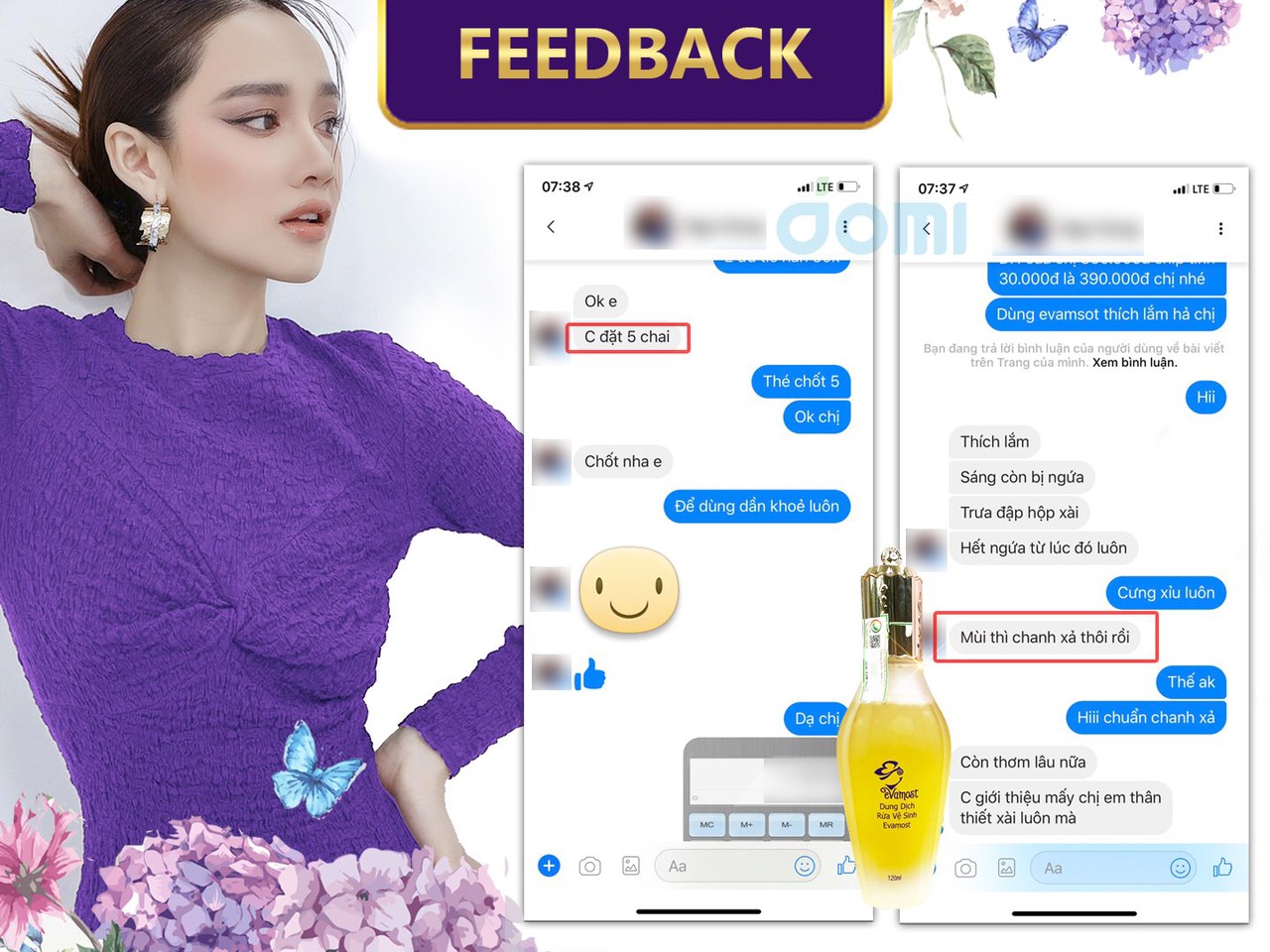 DUNG DỊCH VỆ SINH PHỤ NỮ EVAMOST- MOOMERY - NHÃ PHƯƠNG - CHÍNH HÃNG - THƠM -HỒNG - SE KHÍT -Dung tích :120ml