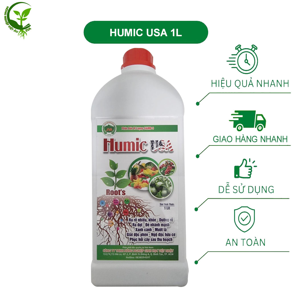 Phân bón humic usa dạng nước 1l kích rễ ra trái eva13 vietau
