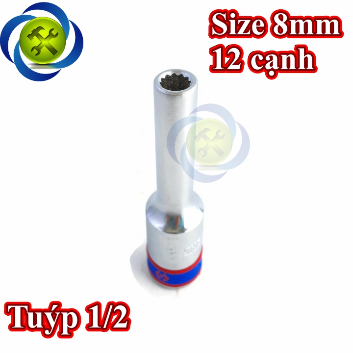 Tuýp 8mm 1/2 kingtony 423008m loại dài 12 cạnh màu trắng