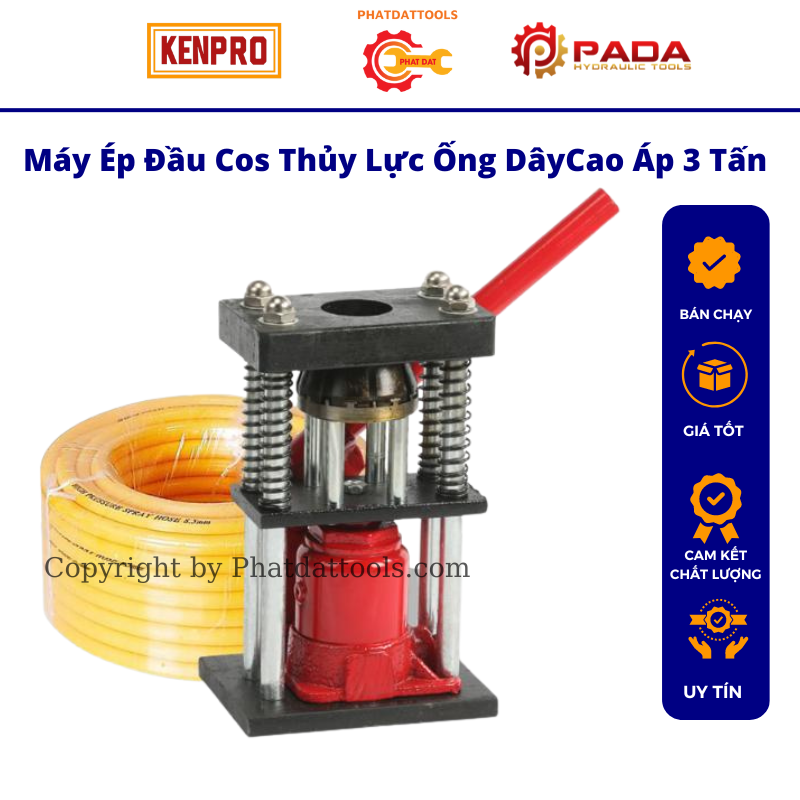 Máy ép đầu cos thủy lực ống dây cao áp 3 tấn-Ép đầu dây rửa xe,dây hơi,ống nước