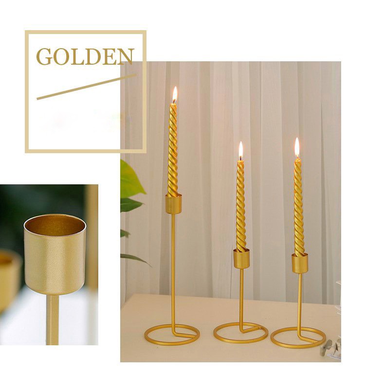 Chân nến mạ vàng Bắc Âu, chân nến sắt mỹ nghệ mạ đồng, giá đỡ nến trang trí nhà cửa, trang trí đám cưới