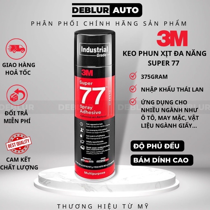 Chai keo phun xịt đa năng 3m super 77 375g - dính trên giấy, nhựa, gỗ, kim loại,...