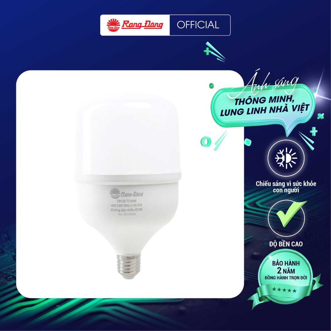 (Mua 5 tặng1) Bóng đèn LED BULB TR120.TC/40W chuyên dụng cho tàu cá 40w Chính hãng Rạng Đông chống bụi chống nước chống ăn mòn trên biển