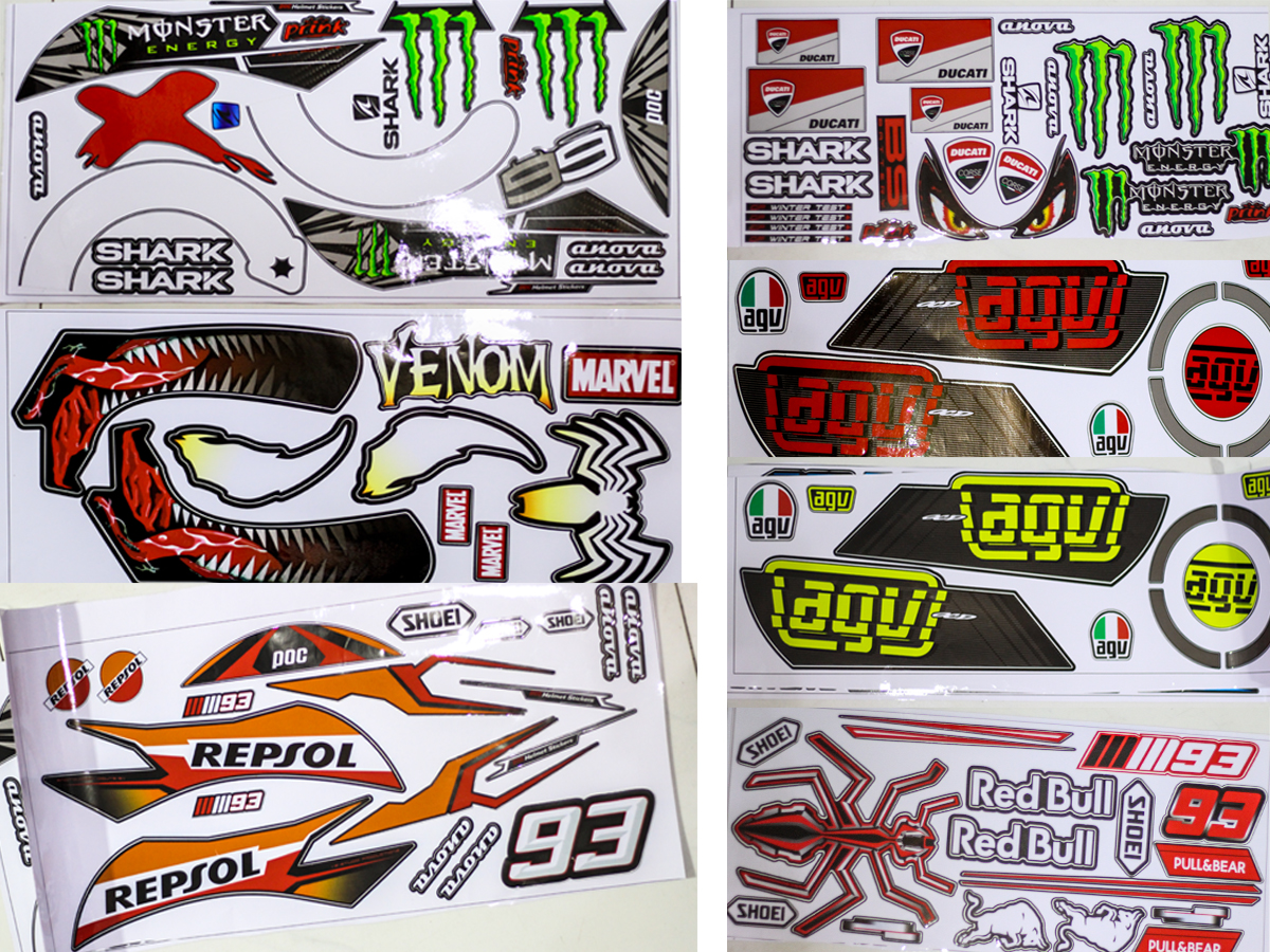 Tem dán nón bảo hiểm cho nón Fullface hoặc nón 3/4 đều được